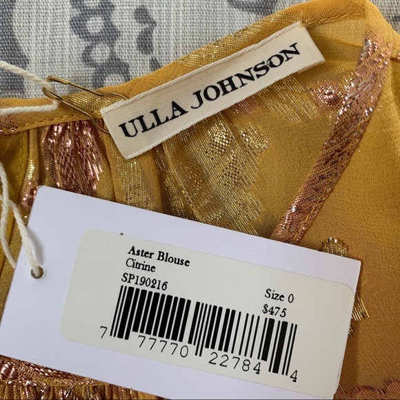 NEW Ulla Johnson Aster Blouse *Citrine* Floral Metallic Silk Blend Sz 0 - Picture 14 of 15